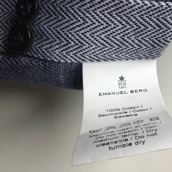 Emanuel Berg gray herringbone jersey cotton shirt Sz 18~46 made in Poland 🇵🇱 - Picture 2 of 10